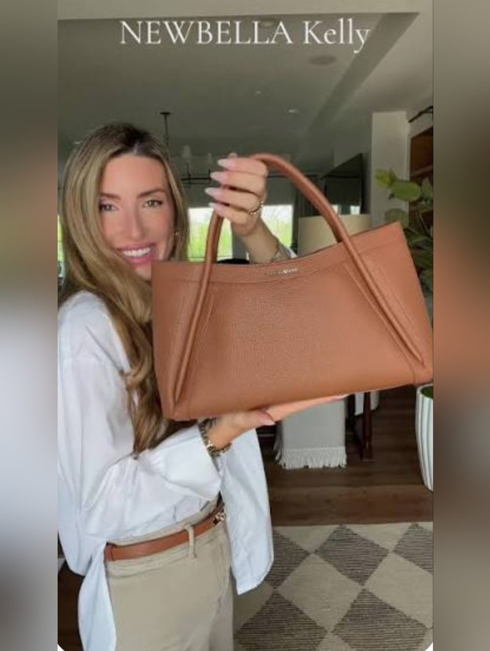 Newbella Kelly Brown Lightweight Faux Leather Top-Handle Shoulder Tote Bag NEW - Picture 5 of 16